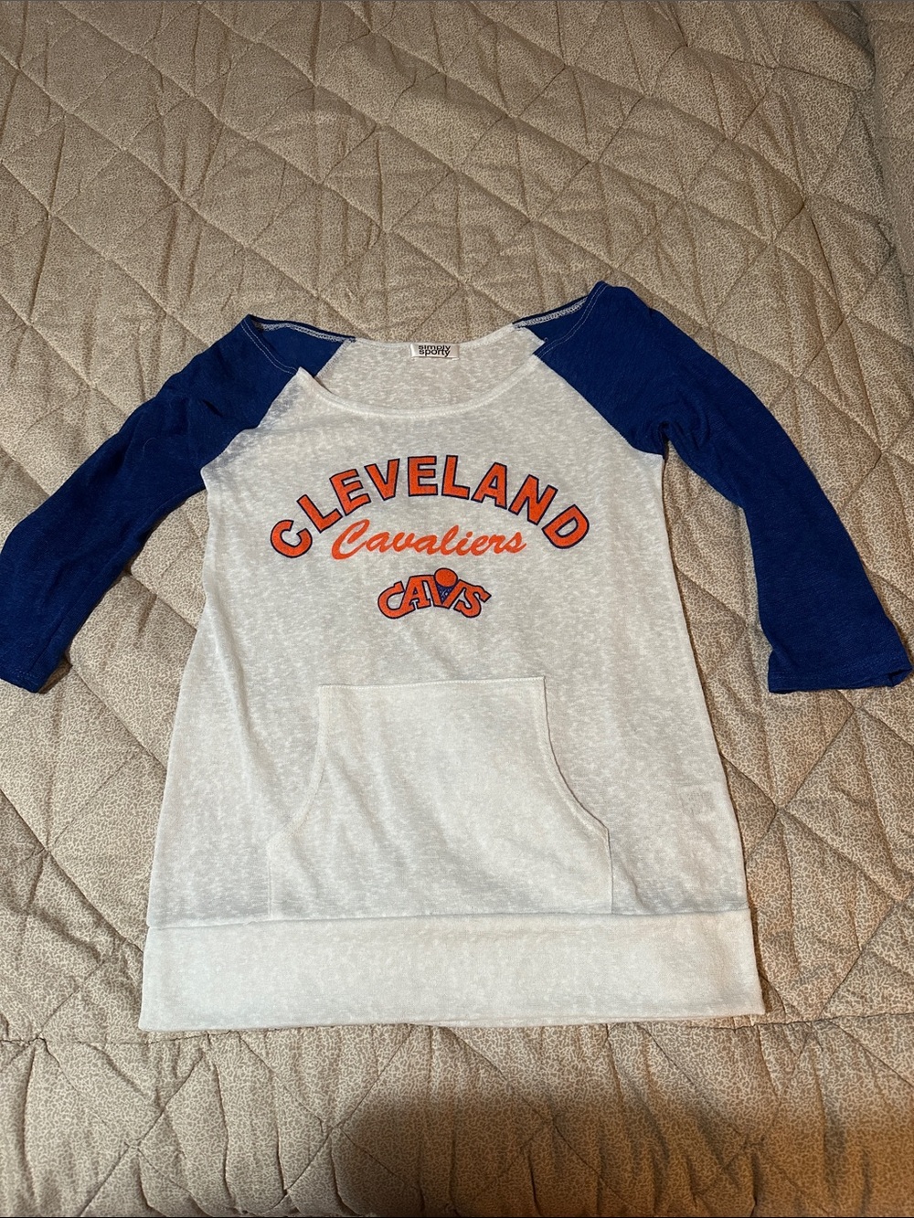 Cleveland Cavaliers Girls' Raglan Tee - White & Navy